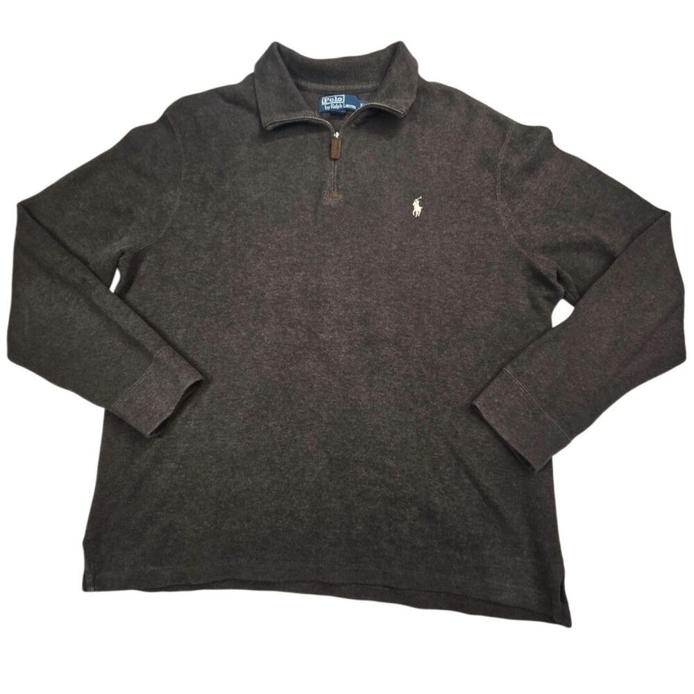 Polo Ralph Lauren Quarter‎ Zip Sweater Chocolate Brown Men’s Size XL